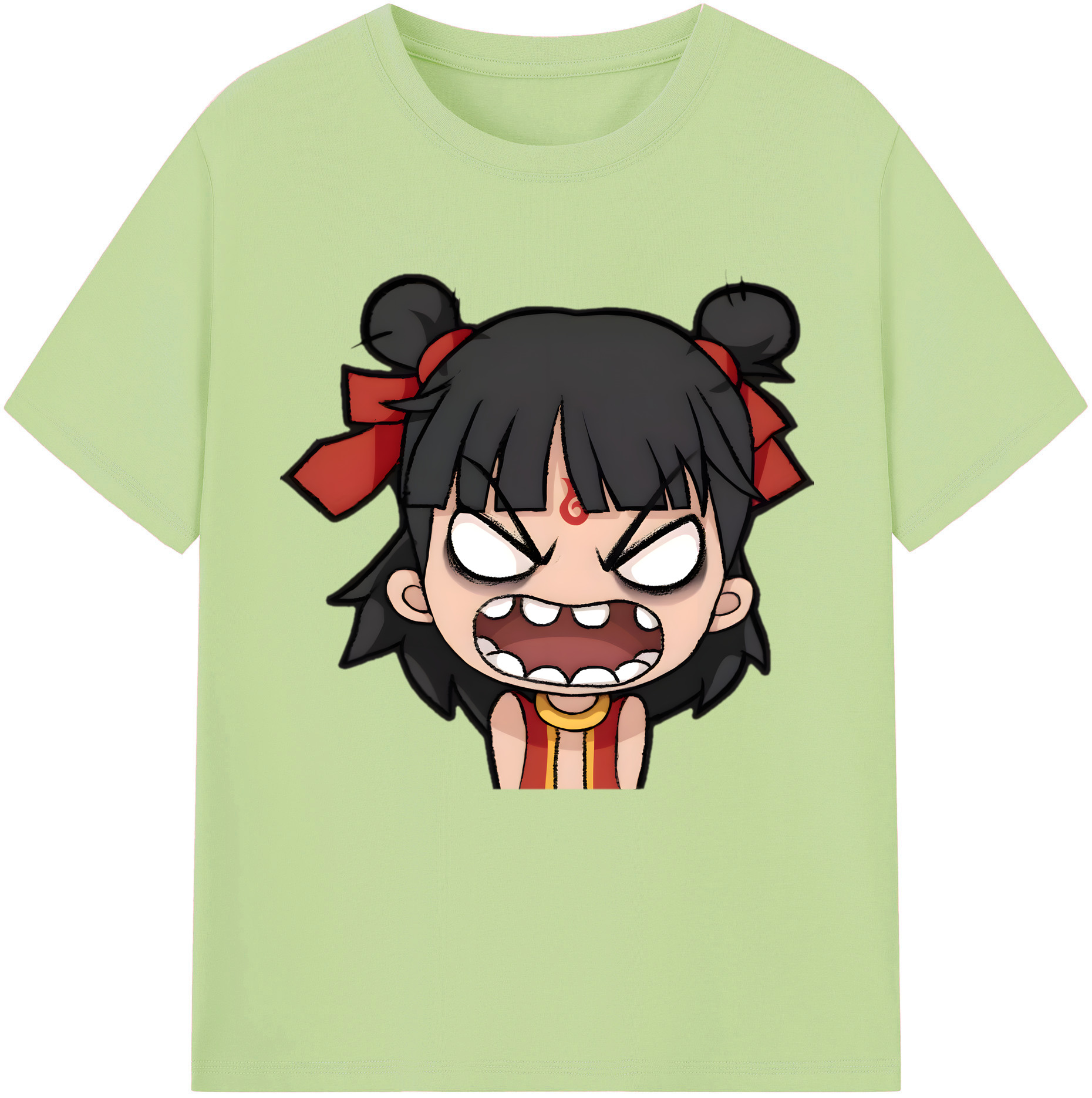（画像用） Ne Zha 2 ナタ 魔童の大暴れ 綿100％半袖Tシャツ（フロントプリント）